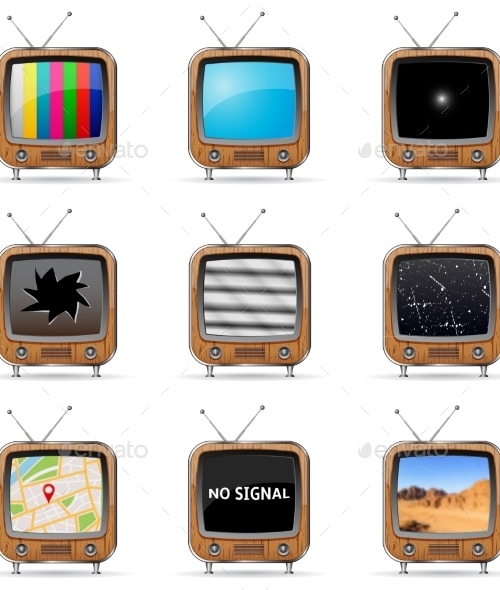 TV Icons Set, Vectors | GraphicRiver