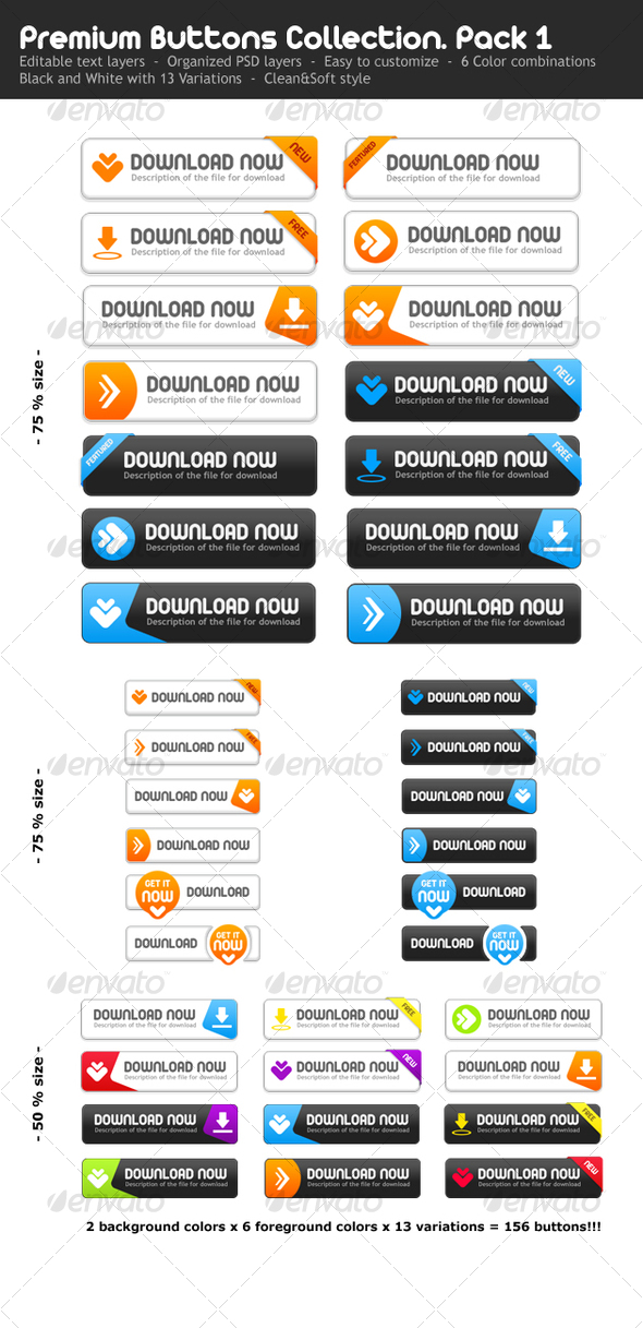 Premium Buttons Collection - pack1, Web Elements | GraphicRiver