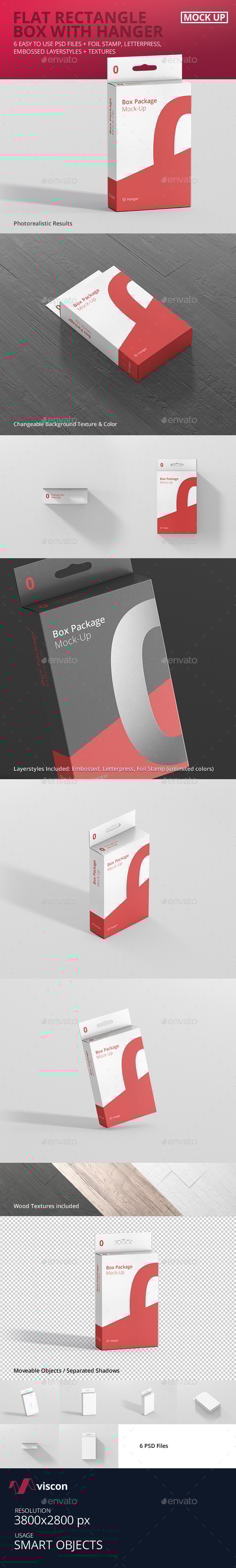 Package Box Mock-Up - Flat Rectangle with Hanger, Graphics | GraphicRiver