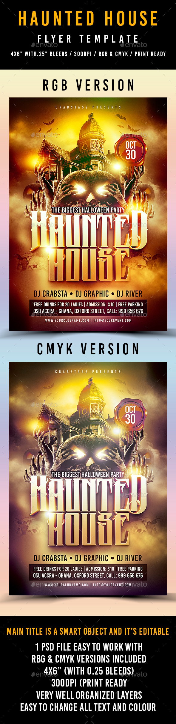 Haunted House Flyer Template, Print Templates | GraphicRiver