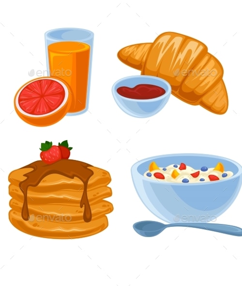 Vector Breakfast Food Set, Vectors | GraphicRiver