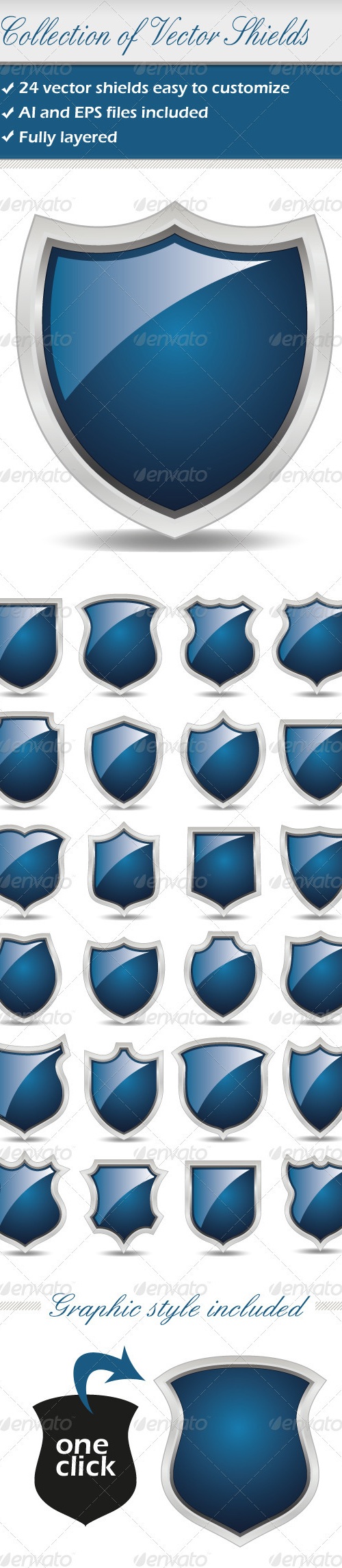 Collection Of Vector Shields, Vectors | GraphicRiver
