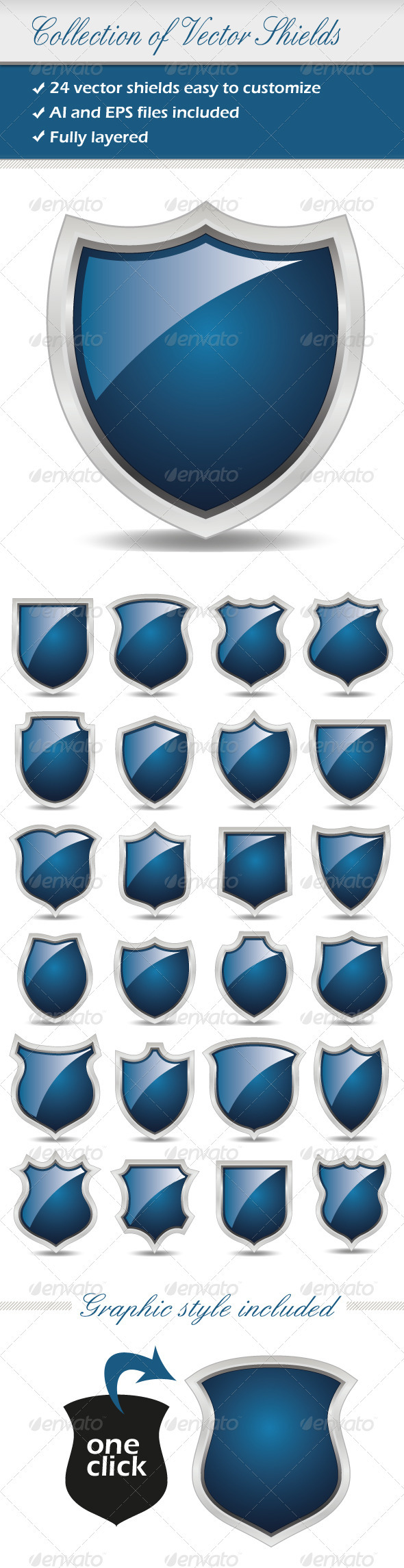 Collection Of Vector Shields, Vectors | GraphicRiver