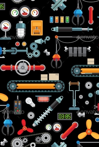 Machinery Industrial Seamless Pattern, Vectors | GraphicRiver