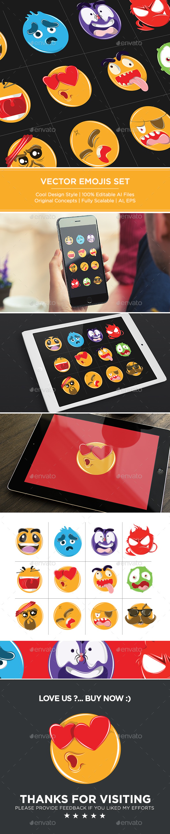 Creative Emoji Set, Vectors | GraphicRiver
