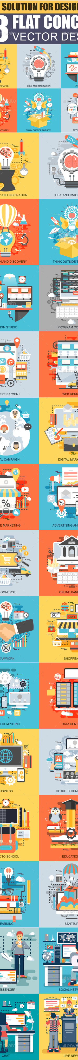 Set of Flat Design Business Concepts, Vectors | GraphicRiver