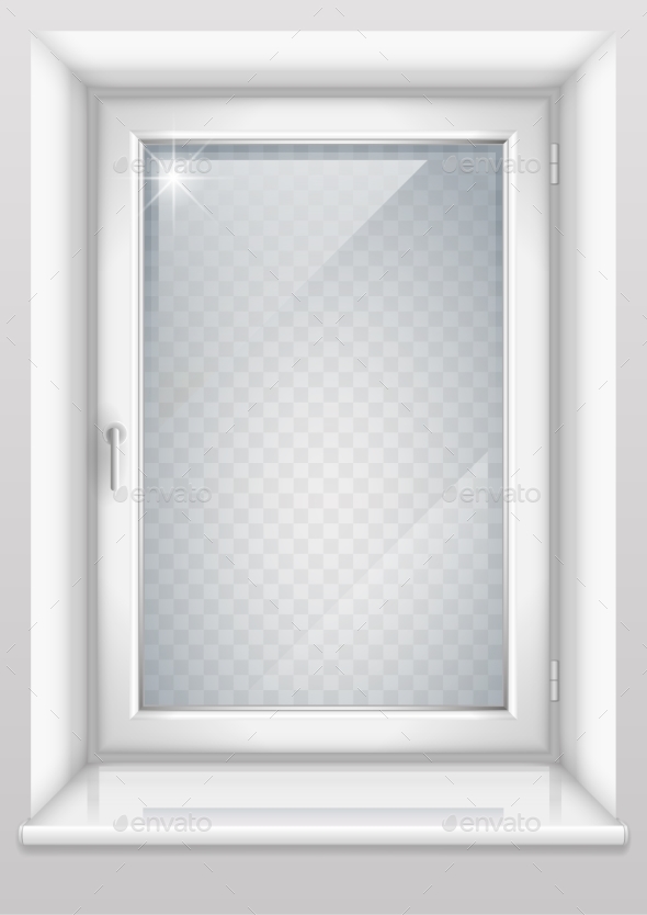 White Window With Transparent Glass, Vectors | GraphicRiver
