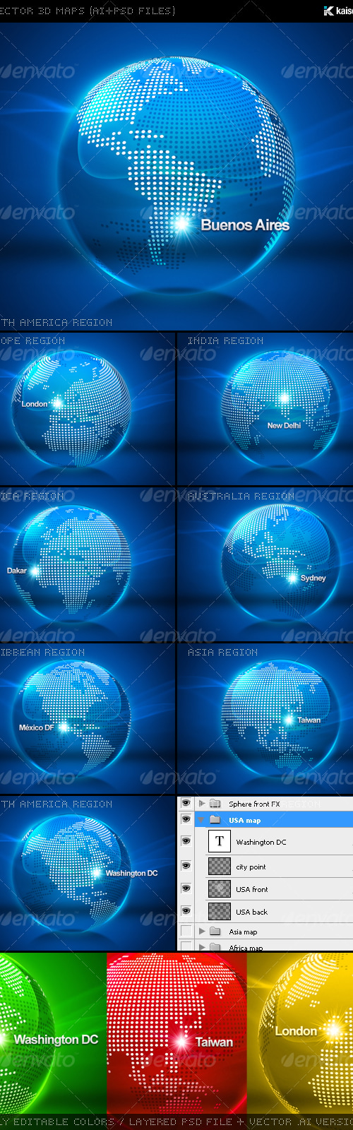8 Vector 3D Maps (AI+PSD Files), Web Elements | GraphicRiver