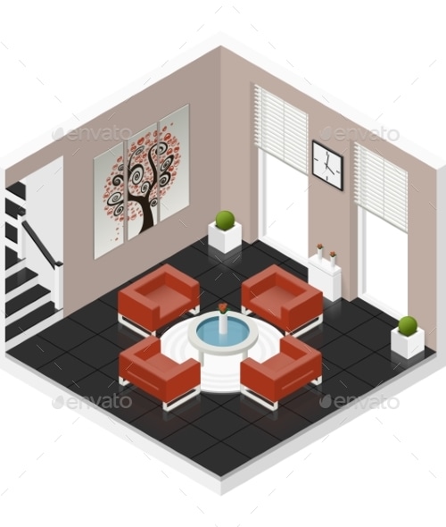 Hall Room Isometric Icon Set, Vectors | GraphicRiver
