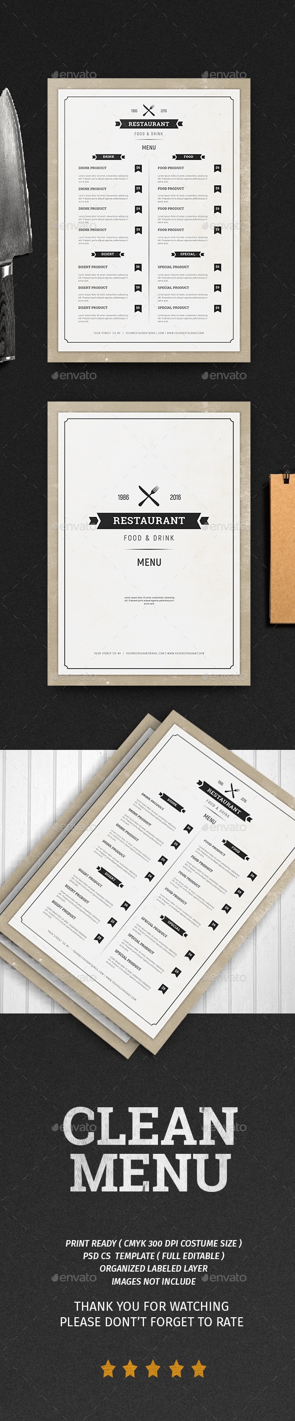 Clean Food Menu, Print Templates | GraphicRiver