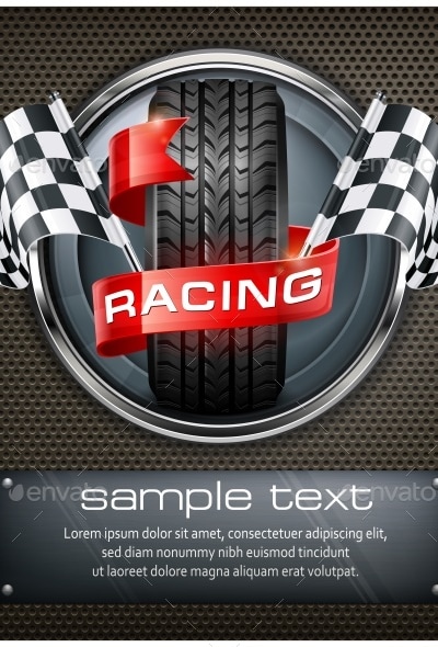 Racing Emblem On Black, Vectors | GraphicRiver