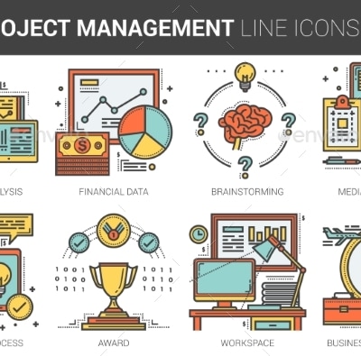 Project Management Line Icon Set., Vectors | GraphicRiver