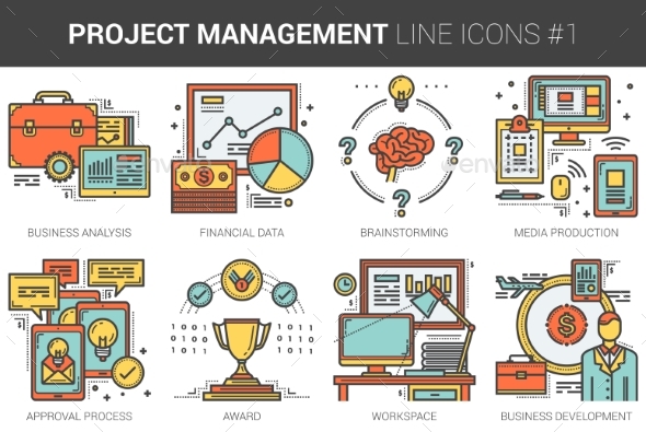 Project Management Line Icon Set., Vectors | GraphicRiver