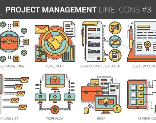 Project Management Line Icon Set., Vectors | GraphicRiver