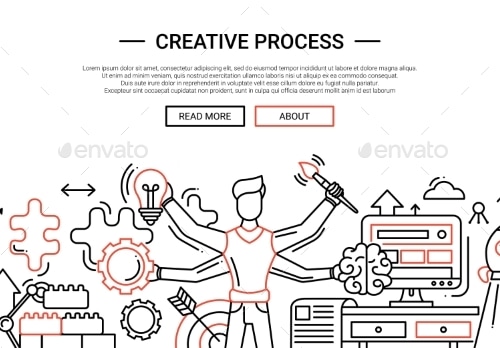 Creative Process - Line Design Website Banner, Vectors | GraphicRiver