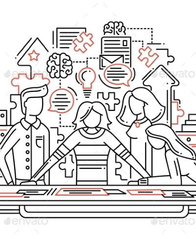 Creative Process - Line Design Illustrationn, Vectors | GraphicRiver