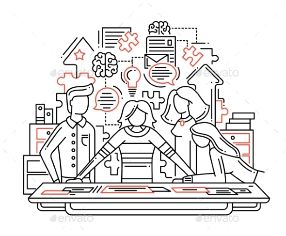 Creative Process - Line Design Illustrationn, Vectors | GraphicRiver