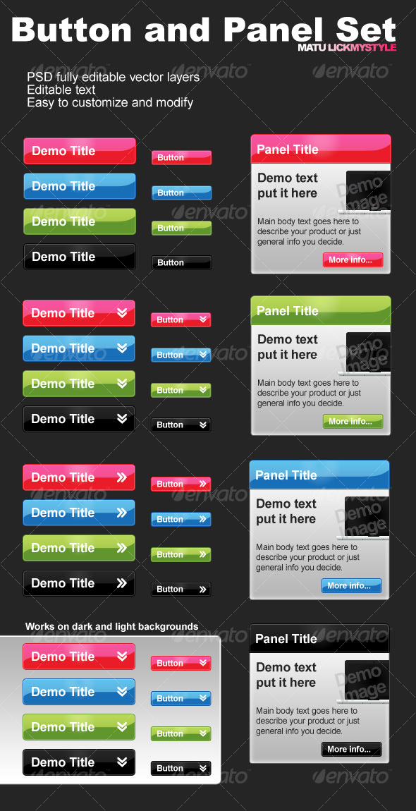 Panels and Button Set, Web Elements | GraphicRiver