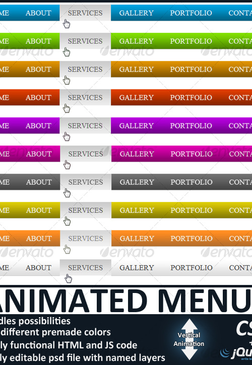 Animated Menus, Web Elements | GraphicRiver