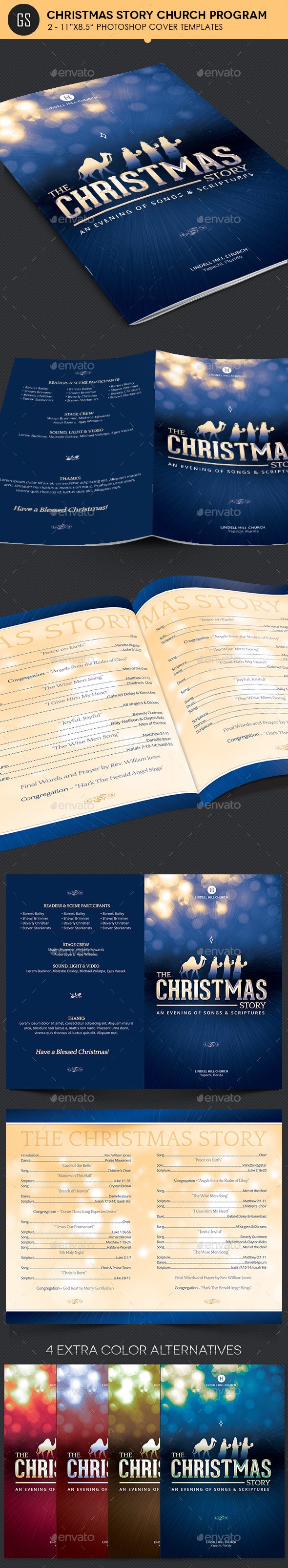 Christmas Story Church Program Template, Print Templates GraphicRiver
