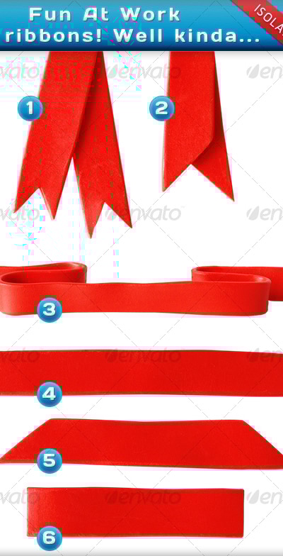 Fun at Work Ribbons, Isolated Objects | GraphicRiver