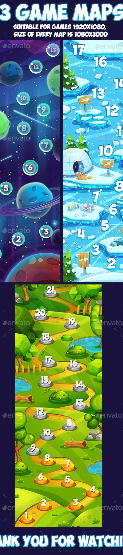 3 Vertical Game Maps, Game Assets | GraphicRiver