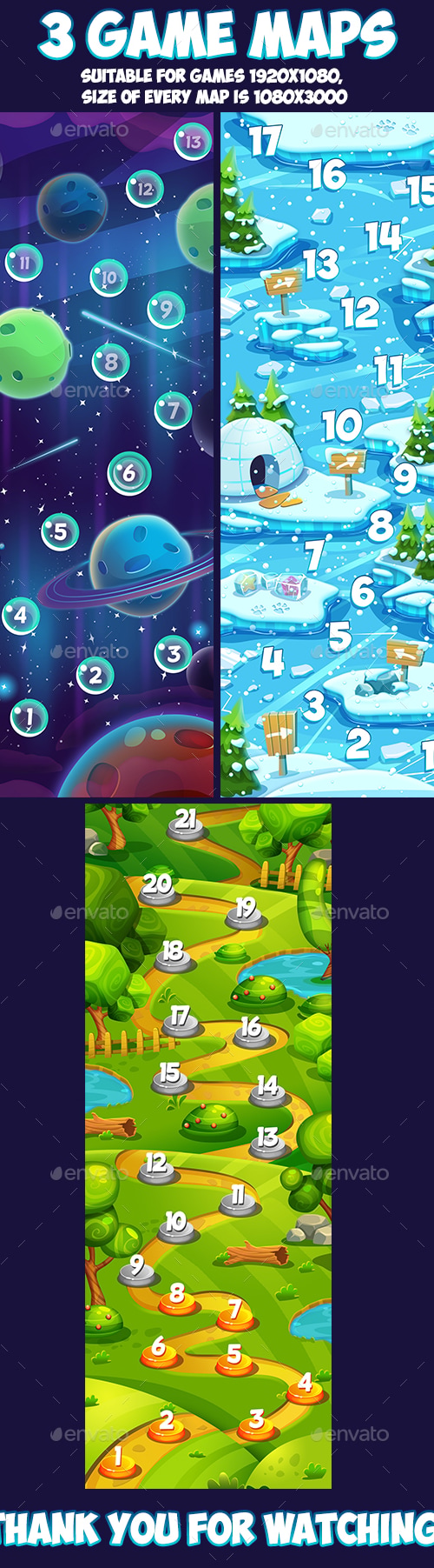 3 Vertical Game Maps, Game Assets | GraphicRiver
