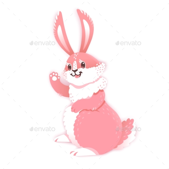 Rabbit Cartoon Waving Hand, Vectors | GraphicRiver