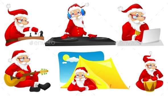 Vector Set for Christmas with Santa Claus., Vectors | GraphicRiver