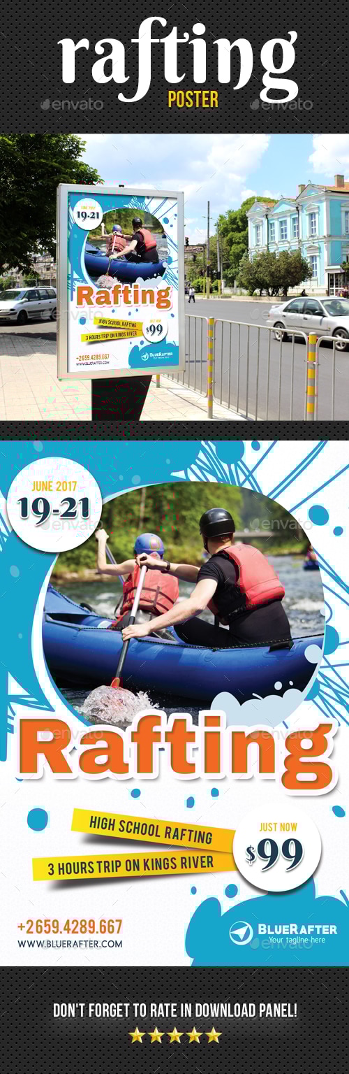 Rafting Poster, Print Templates | GraphicRiver
