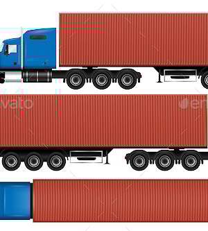 Truck with Container, Vectors | GraphicRiver