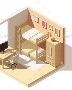 Vector Isometric Low Poly Children Room Icon, Vectors | GraphicRiver