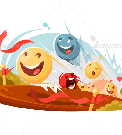 Funny Emotional Smileys in Race, Vectors | GraphicRiver