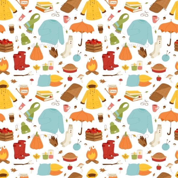 Autumn Items Seamless Pattern., Vectors | GraphicRiver