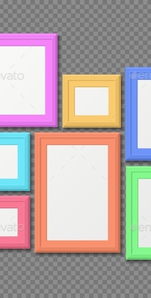 Color Rectangle Portrait Wall Frames Vector Set, Vectors | GraphicRiver