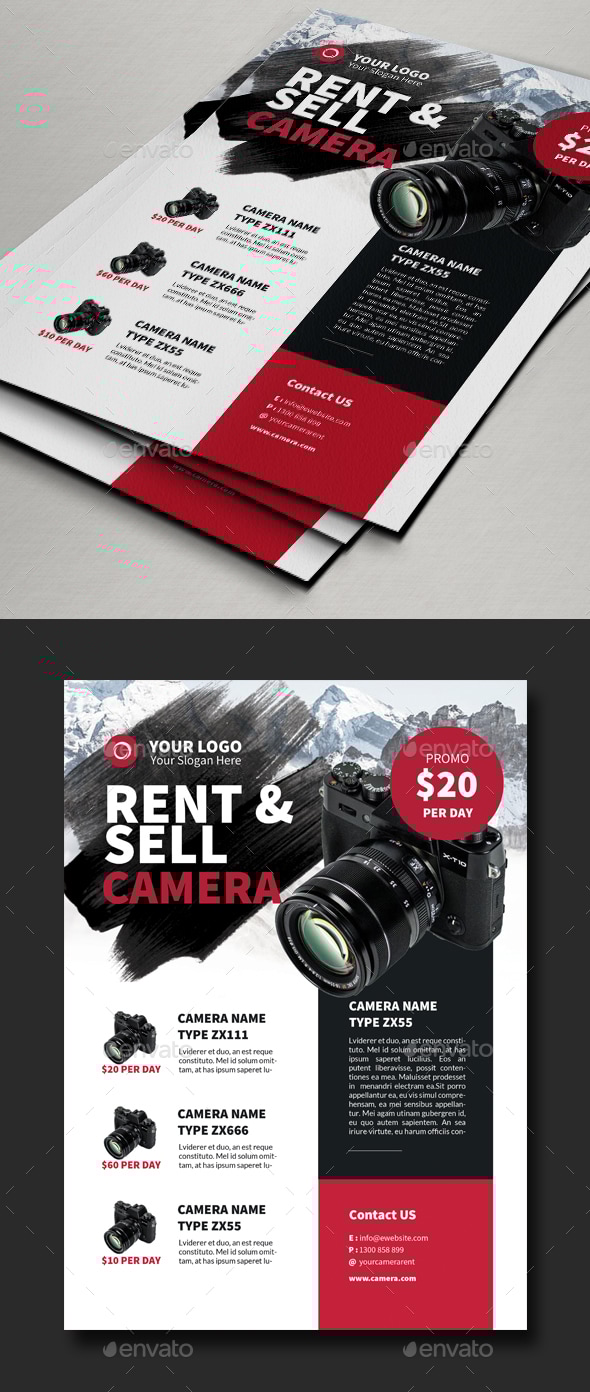 Rent & Sell Camera Flyer Template, Print Templates | GraphicRiver