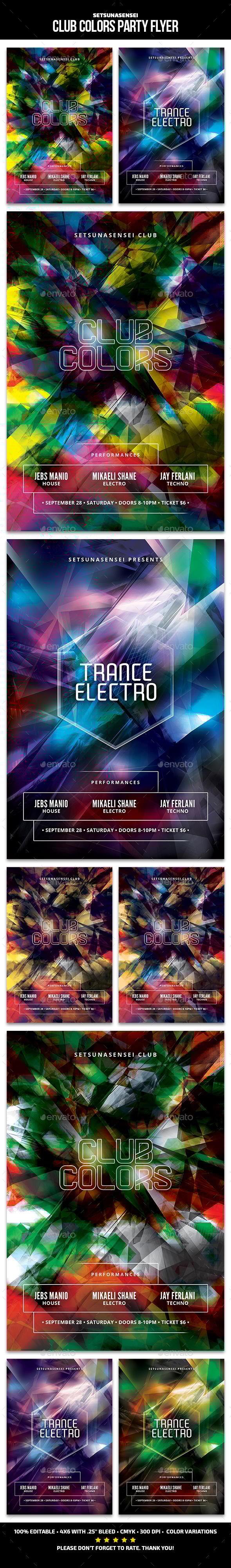 Club Colors Party Flyer, Print Templates GraphicRiver