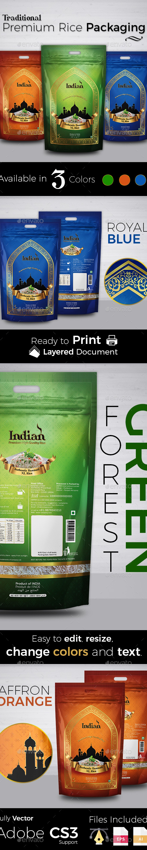 Traditional Premium Rice Packaging, Print Templates | GraphicRiver