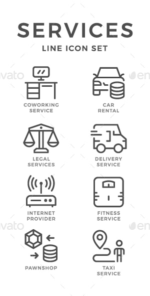 Set Line Icons of Services, Icons | GraphicRiver
