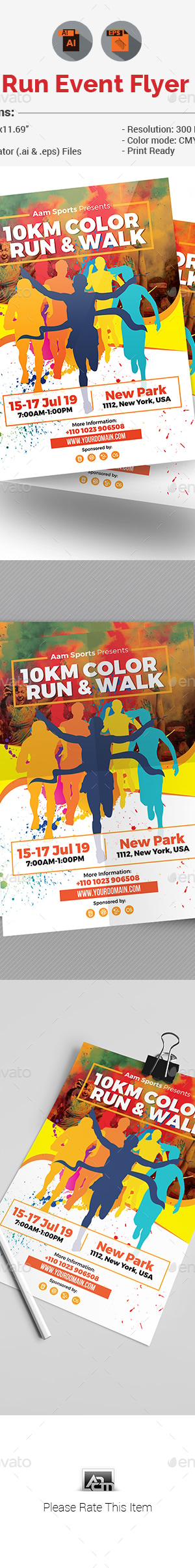 Color Run Event Flyer, Print Templates | GraphicRiver