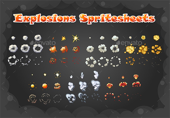 7 Explosion Sprites, Game Assets | GraphicRiver