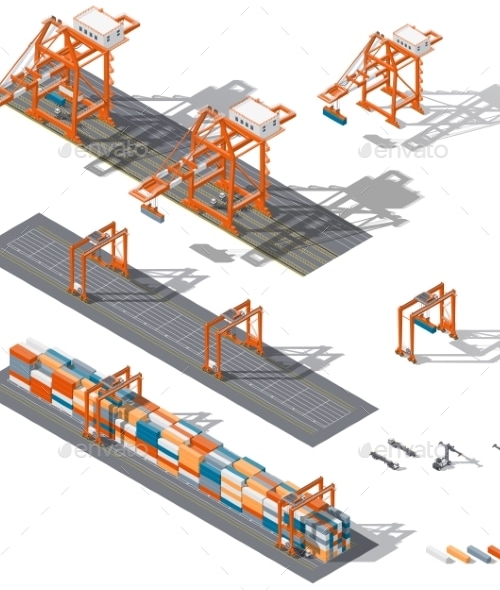 Sea Container Terminal, Vectors | GraphicRiver
