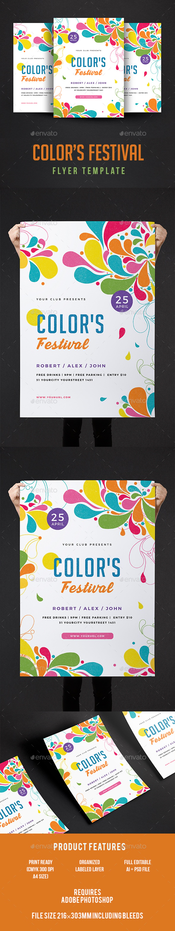 Color Festival Flyer, Print Templates | GraphicRiver