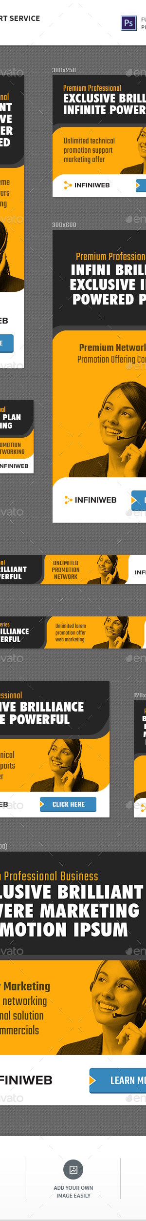 Tech Support Network Banners, Web Elements | GraphicRiver