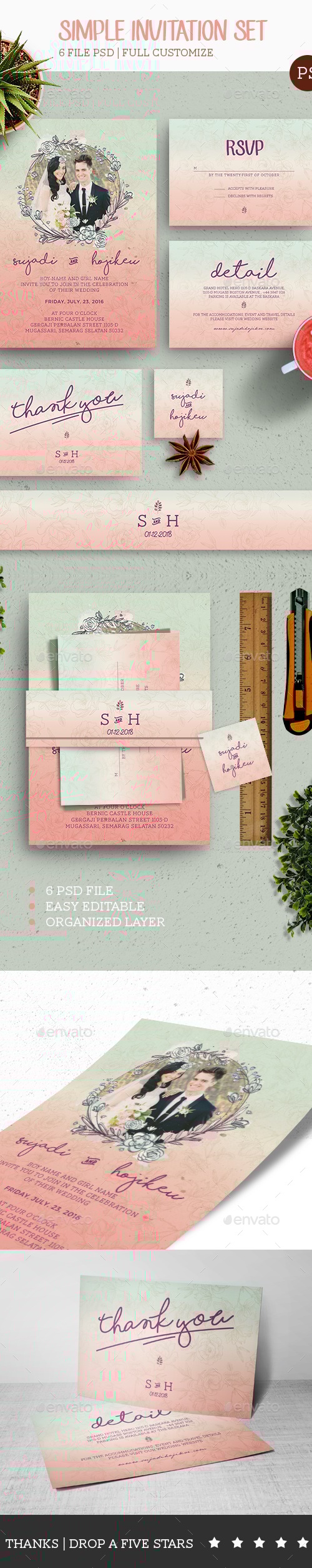 Simple Invitation Set, Print Templates | GraphicRiver