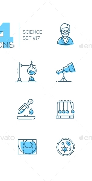 Science - Coloured Modern Single Line Icons Set, Vectors | GraphicRiver