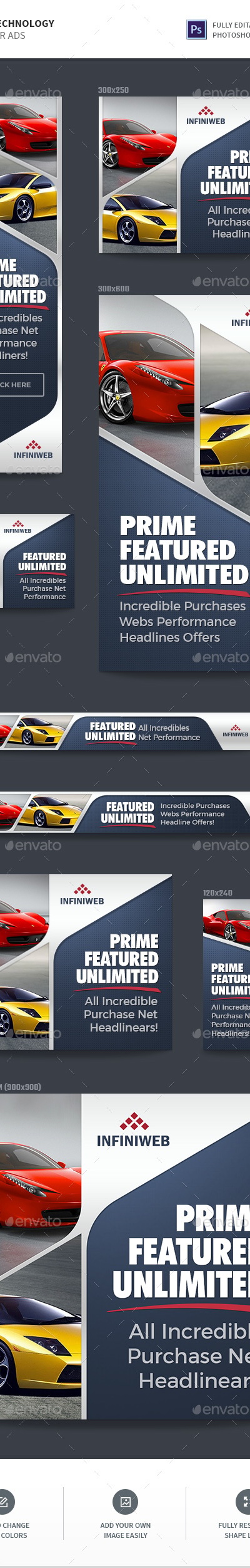 Car Technology Banner Ads, Web Elements | GraphicRiver