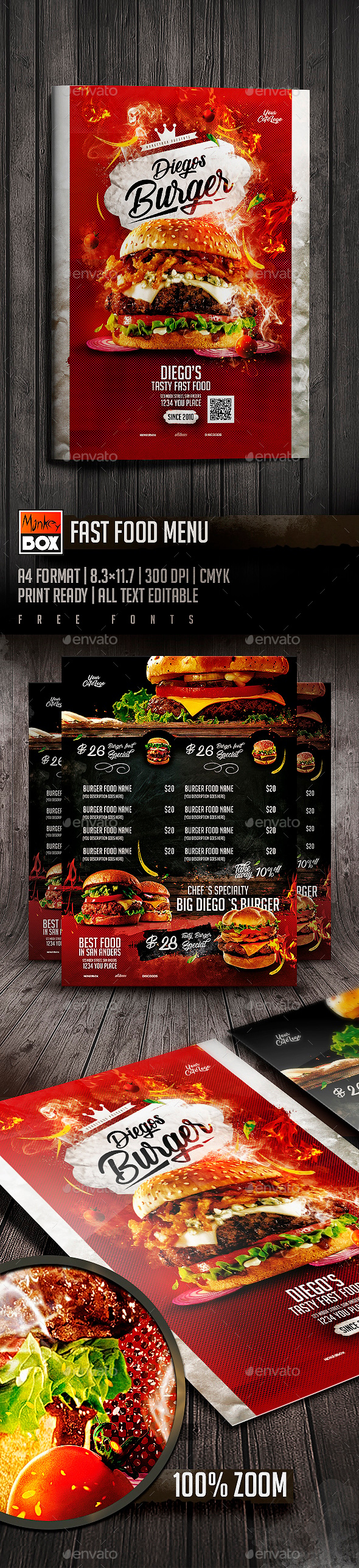 Fast Food Menu, Print Templates | GraphicRiver