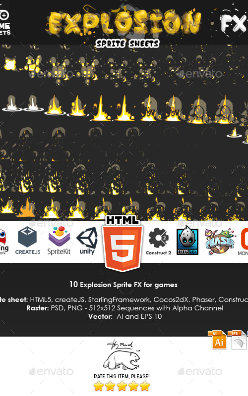 Explosion Sprite FX for Games, Game Assets | GraphicRiver