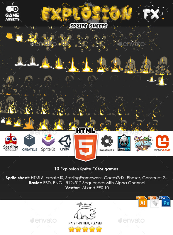 Explosion Sprite FX for Games, Game Assets | GraphicRiver